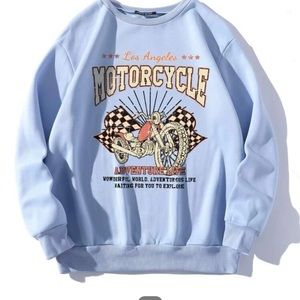 Slogan & motorcycle print thermal sweatshirt
